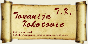 Tomanija Kokotović vizit kartica
